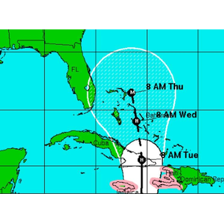 Screenshot of the survey forecast map used to study information processing and evacuation-decision certainty.