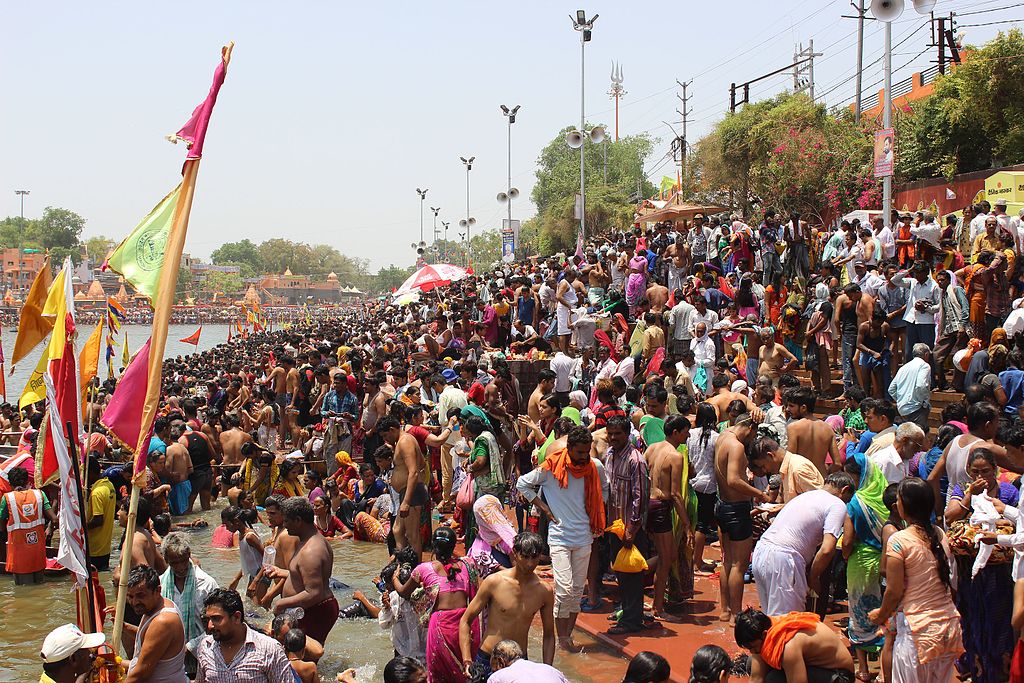 Crowds at the Kumbh Mela pilgrimage in Ujjain